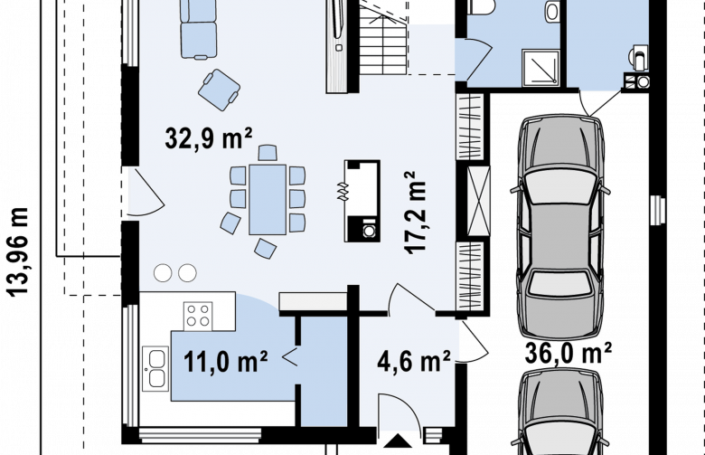 Projekt domu piętrowego Zx7 - rzut parteru