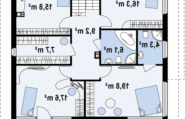 Projekt domu piętrowego Zx7 - rzut poddasza