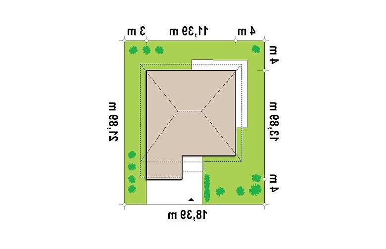 Projekt domu piętrowego Zx7 - Usytuowanie - wersja lustrzana