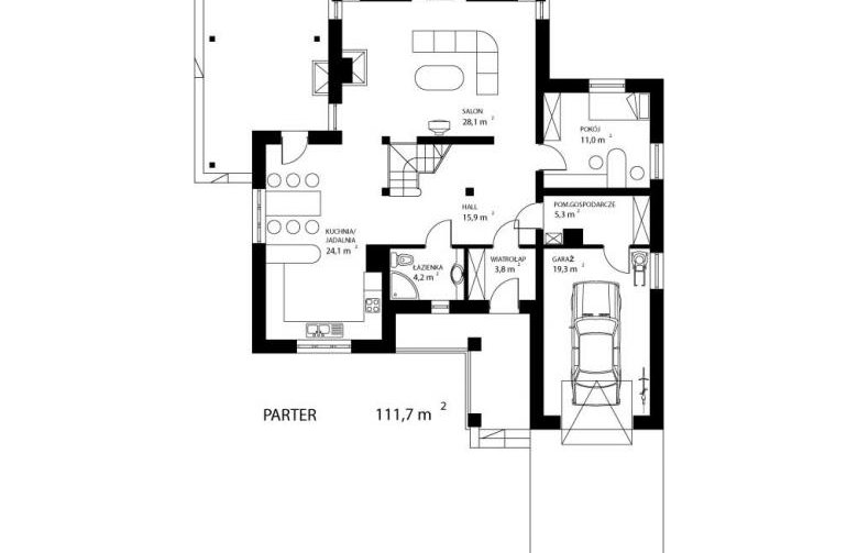 Projekt domu jednorodzinnego HG-R3 - rzut parteru