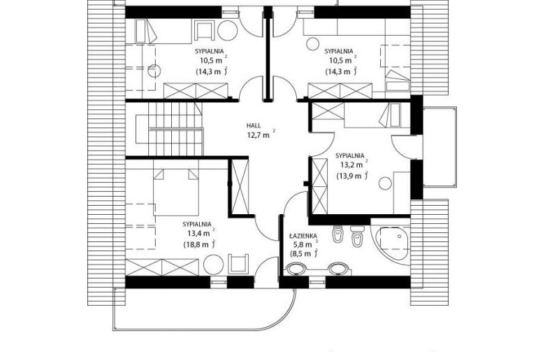 Projekt domu jednorodzinnego HG-S1 - rzut poddasza