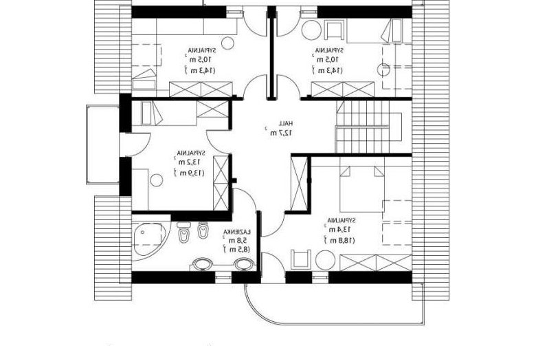 Projekt domu jednorodzinnego HG-S1 - rzut poddasza