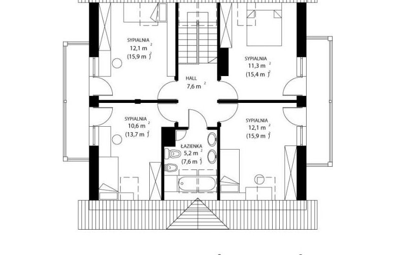 Projekt domu jednorodzinnego HG-S3 - rzut poddasza