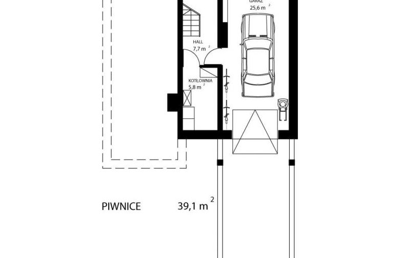 Projekt domu jednorodzinnego HG-S3 - rzut piwnicy