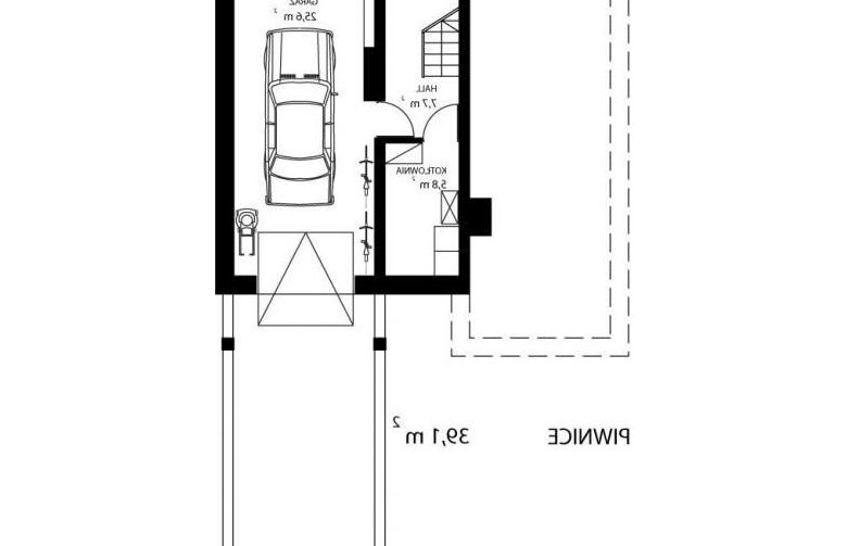Projekt domu jednorodzinnego HG-S3 - rzut piwnicy