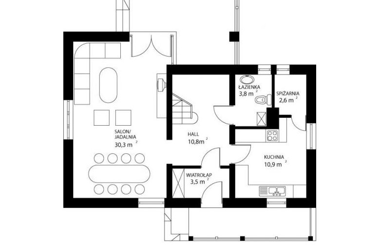 Projekt domu jednorodzinnego HG-W1 - rzut parteru