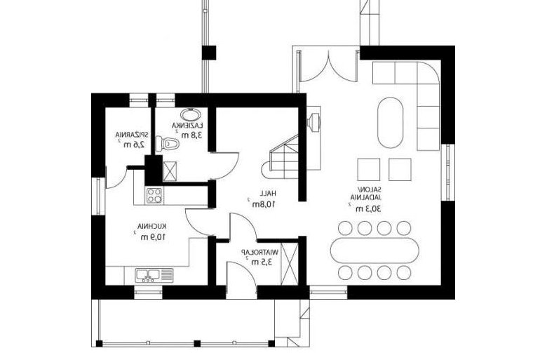 Projekt domu jednorodzinnego HG-W1 - rzut parteru