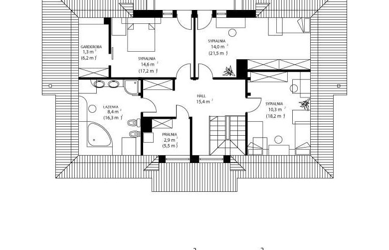 Projekt domu jednorodzinnego HG-W5 - rzut poddasza