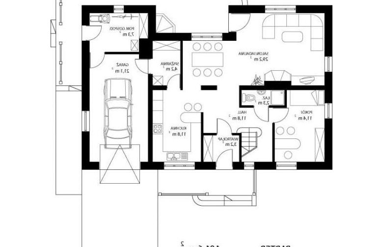 Projekt domu jednorodzinnego HG-W7 - rzut parteru