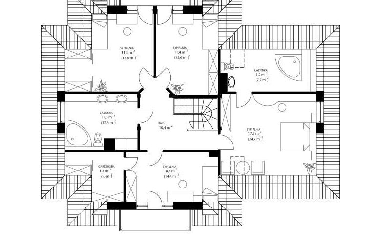 Projekt domu jednorodzinnego HG-Z3 - rzut poddasza