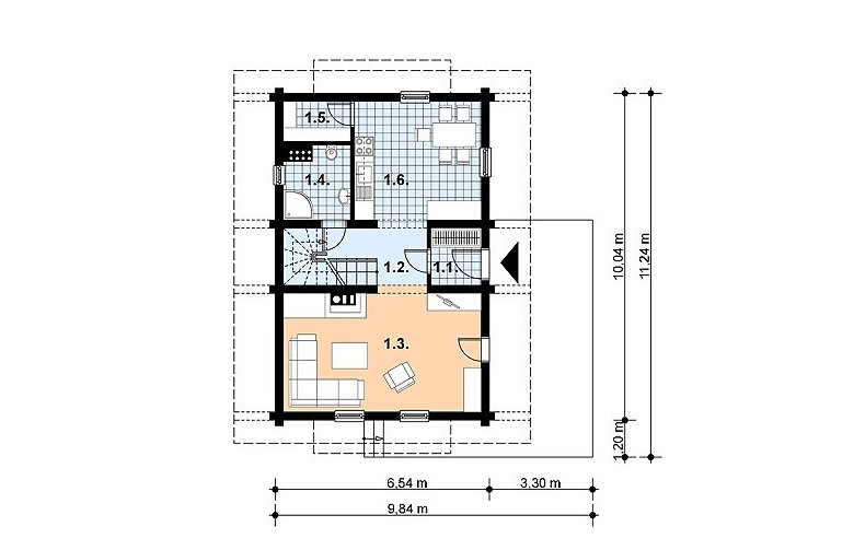 Projekt domu z bala L-15 BAL - 