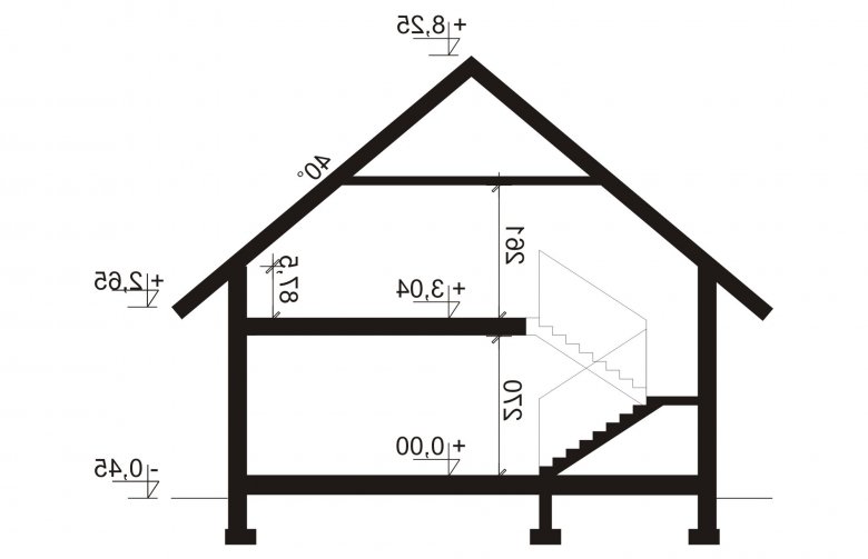 Projekt domu jednorodzinnego Diuk 2 - przekrój 1