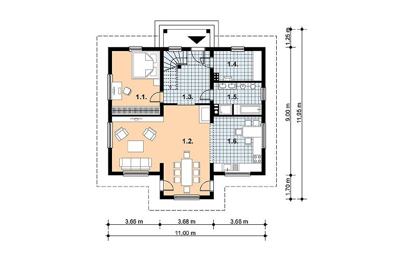 Projekt domu z bala L-70 BAL - 