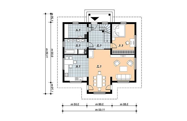 Projekt domu z bala L-70 BAL - 