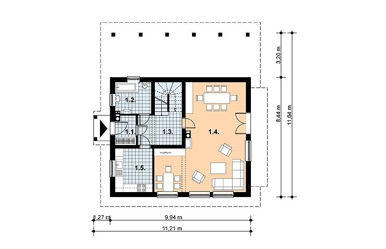 Projekt domu z bala L-33 BAL - 