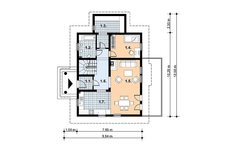 Projekt domu z bala L-88 BAL - 