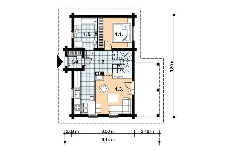 Projekt domu szkieletowego L-84  - 