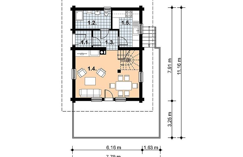 Projekt domu z bala L-87 BAL - 