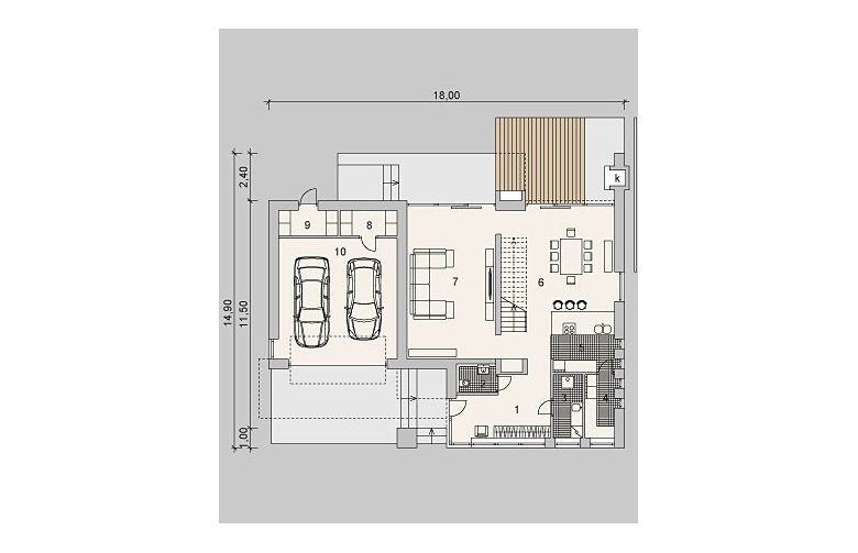 Projekt domu z poddaszem LK&899 - parter