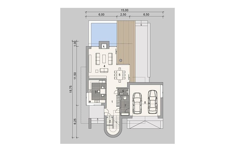 Projekt domu szkieletowego LK&875 - parter