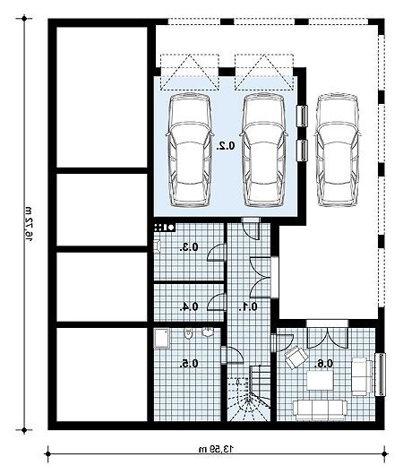 Rzut projektu L-76 (drewniany) - wersja lustrzana