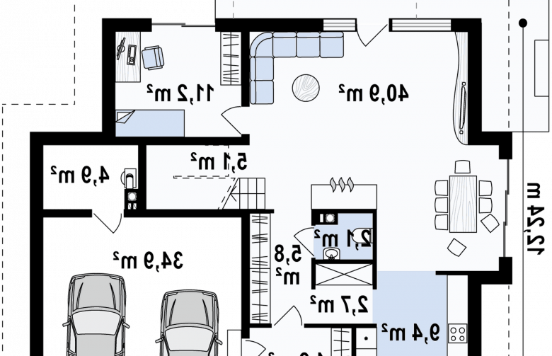 Projekt domu jednorodzinnego Z270 - rzut parteru