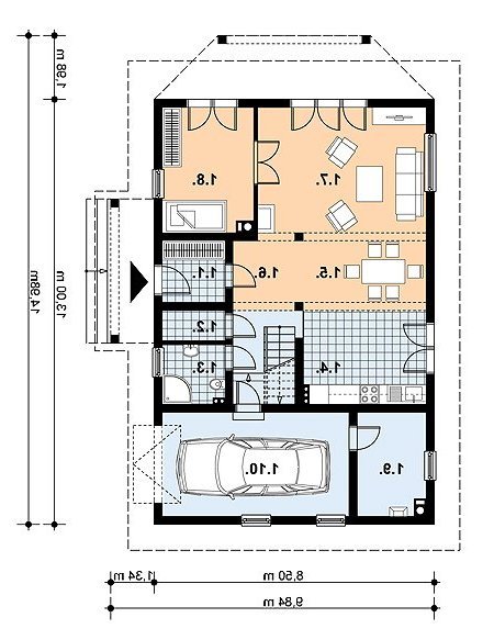 Rzut projektu L-89 (drewniany) - wersja lustrzana