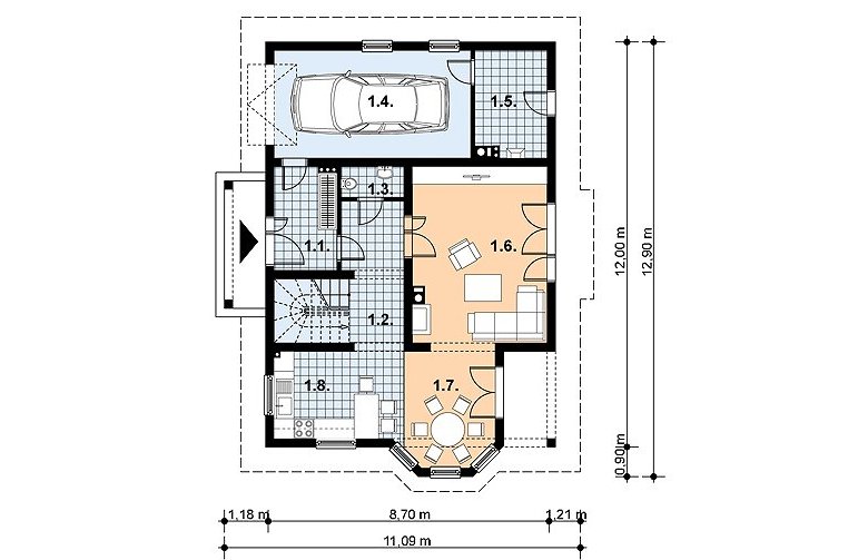 Projekt domu z bala L-86 BAL - 