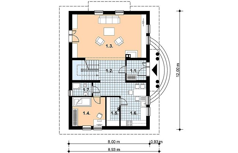 Projekt domu z bala L-72 BAL - 