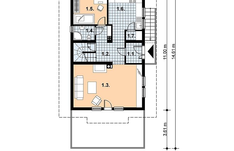 Projekt domu z bala L-42 (drewniany) - 