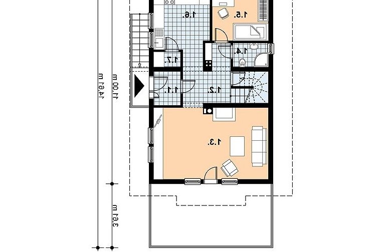 Projekt domu z bala L-42 (drewniany) - 