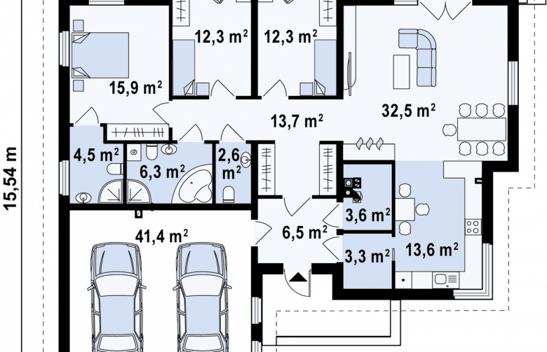 Projekt domu dwurodzinnego Z180 - rzut parteru