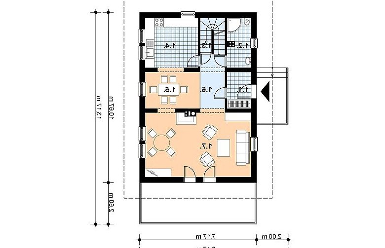 Projekt domu z bala L-75 (drewniany) - 