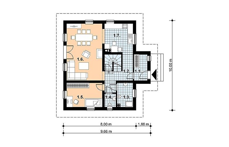 Projekt domu wolnostojącego L-73 (drewniany) - 