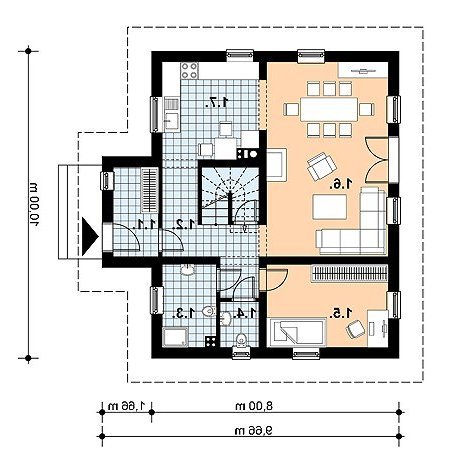 Rzut projektu L-73 (drewniany) - wersja lustrzana