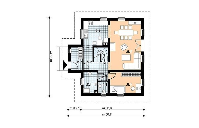 Projekt domu wolnostojącego L-73 (drewniany) - 