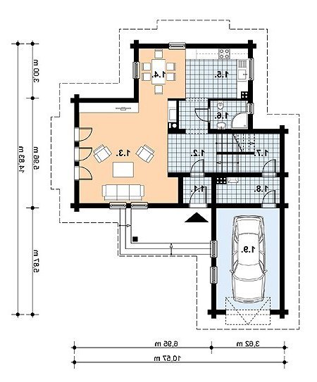 Rzut projektu L-77 (drewniany) - wersja lustrzana