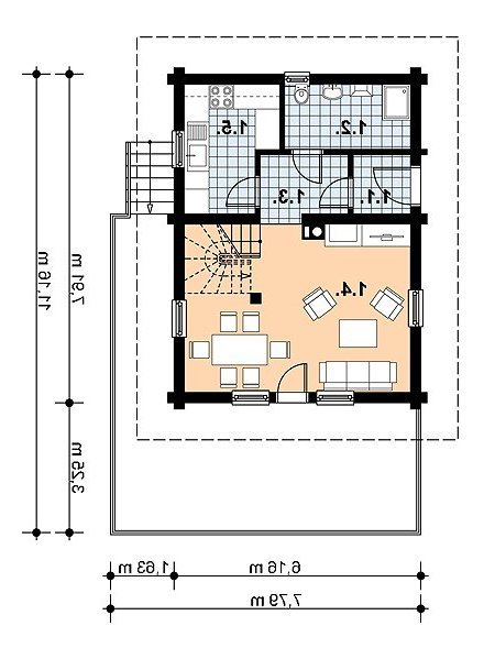 Rzut projektu L-87 (drewniany) - wersja lustrzana