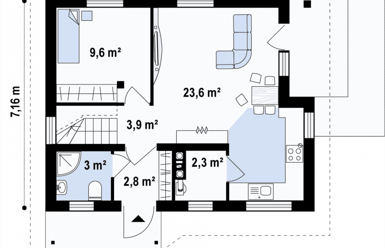 Projekt domu parterowego Z71 - rzut parteru