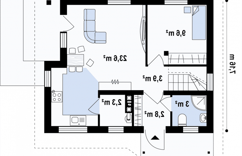 Projekt domu parterowego Z71 - rzut parteru