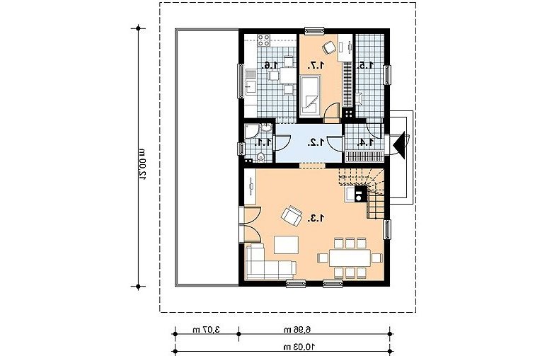 Projekt domu z bala L-80 (drewniany) - 