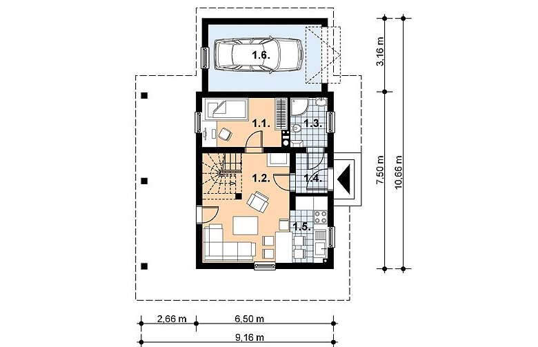 Projekt domu z bala L-83 BAL - 