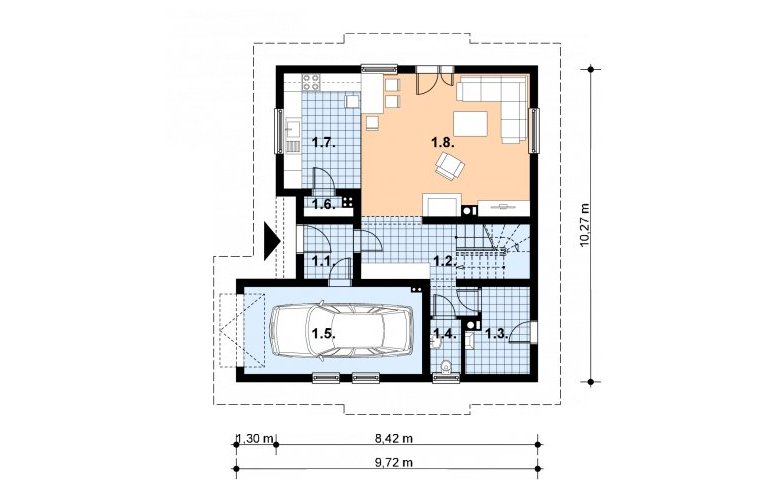 Projekt domu z bala L-96 (drewniany) - 