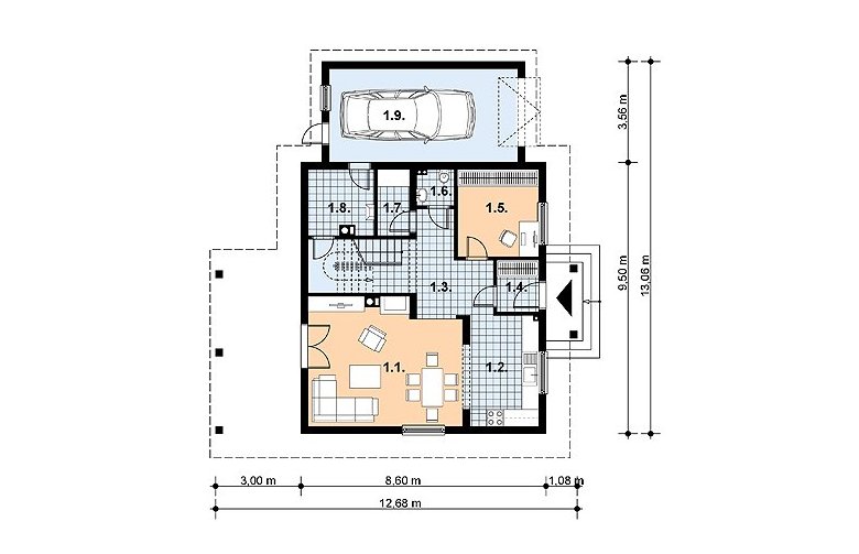 Projekt domu szkieletowego L-91 (drewniany) - 