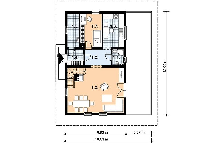 Projekt domu z bala L-80 BAL - 