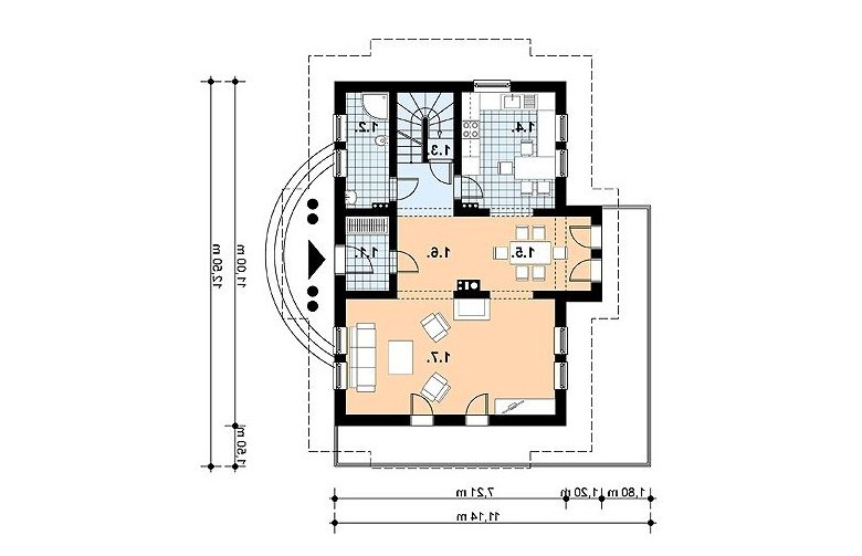 Projekt domu z bala L-71 (drewniany) - 