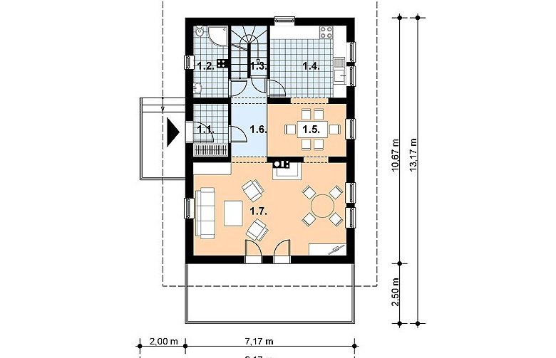 Projekt domu z bala L-75 BAL - 