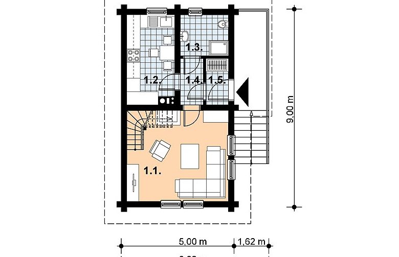 Projekt domu z bala L-74 BAL - 