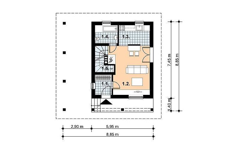 Projekt domu z bala L-12 BAL - 