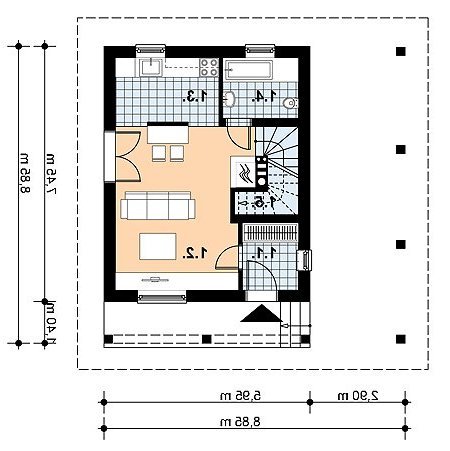 Rzut projektu L-12 BAL - wersja lustrzana